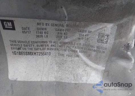 2017 Chevrolet Cruze Lt Auto from USA, damaged, VIN 1G1BE5SMXH7256410